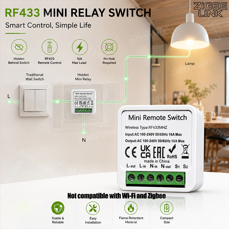 RF433MHz 16A 미니 스마트 릴레이 수신기 스위 - Diy Home Automation System 리뷰 및 가격