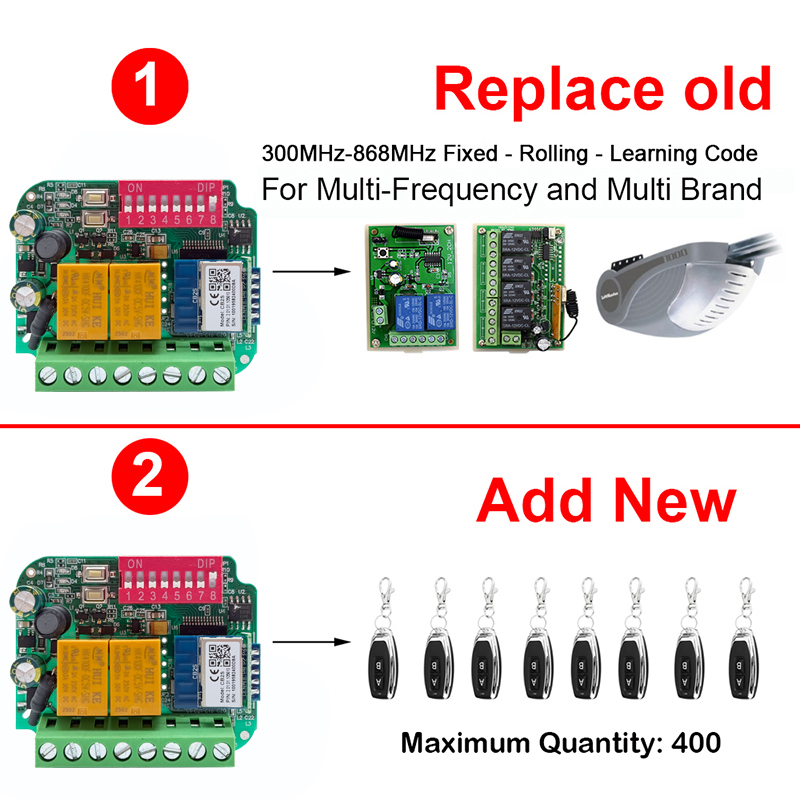 범용 함께 작업합니다 Tuya WiFi 스위치 차고 문 - 433Mhz Receiver Module 리뷰 및 가격
