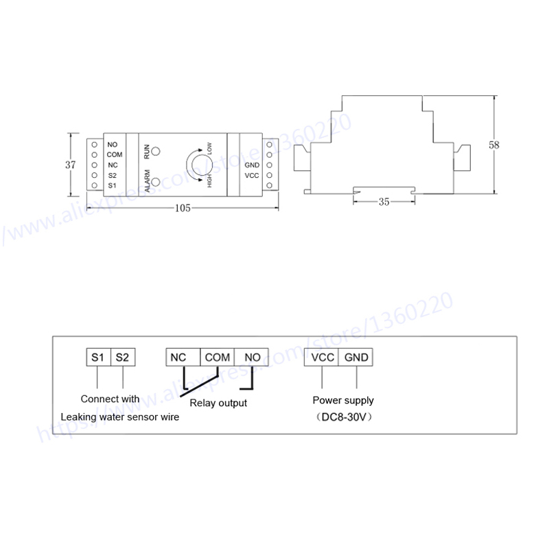 센서 와이어 포함 35mm Din 액체 누수 감지기,  - Water Leak Detector Wired 리뷰 및 가격