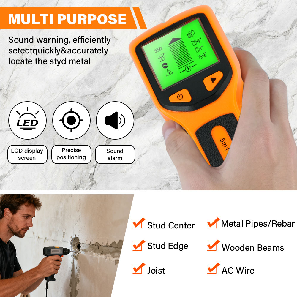 새로운 5-in-1 벽 탐지기 휴대용 나사 기둥 탐지기 - Water Leak Detector Wired 리뷰 및 가격